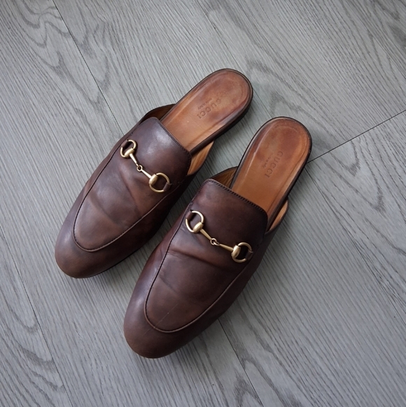 Gucci Shoes - Gucci Princetown Brown Leather Mule 39.5EU